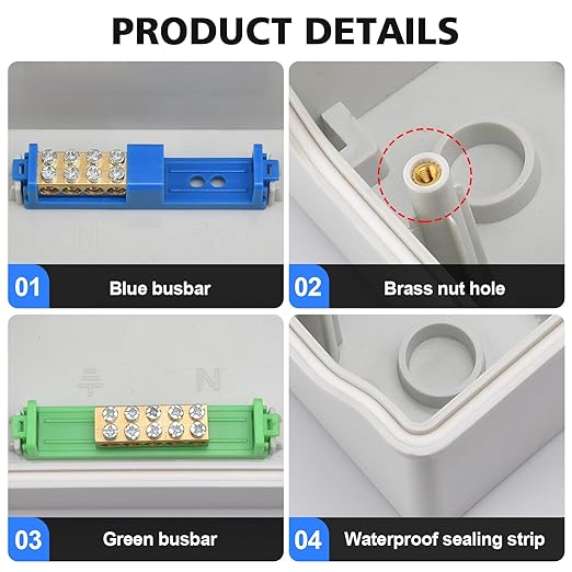 Mollom 24 Way HA Series Power Distribution Box with Bus Bars and Din Rail for Miniature Circuit Breaker MCB,Waterproof IP66,Solar Power Distribution Panel for Indoor and Outdoor Use