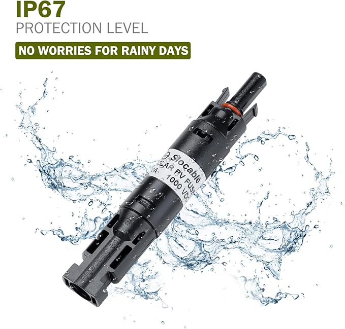 HQST 30A Solar PV Fuse Holder in-Line Waterproof PV Fuse Connector for Solar Panel and Solar Controller