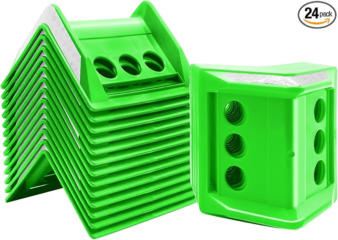 24 Pack Flatbed Strap Protector Corner Edge Protector Plastic Green for Cargo Loads Box Truck Equipment Webbing to Protect Cargo