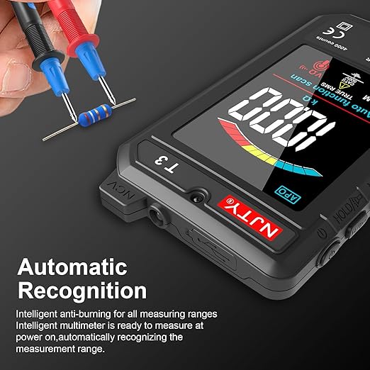 T3 Smart Digital Multimeter, Ultra-Thin Rechargeable Voltmeter with 3.2" Color LCD, Auto-Ranging 600V AC/DC Tester for Resistance NCV Live Wire Detection