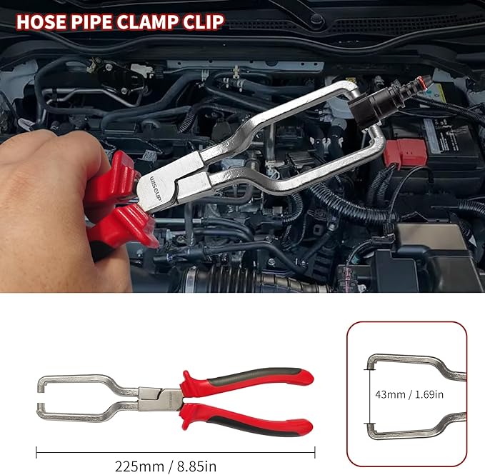 WISEUP 8-Piece Fuel Line Disconnect Tool Set – Fuel Line/Hose Clamp/Removal Pliers, Electrical Disconnect/Push Pin Tools, Relay Puller, Panel Clip Remover & Filter Caliper