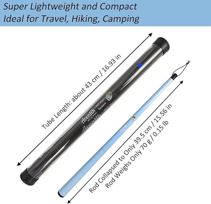 Aventik FreshStart Tenkara Rod in 7ft/8ft, Complete Beginner Tenkara Rod Kit, 24T Carbon Fiber, Easy to Cast Flexible Durable Lightweight and Compact
