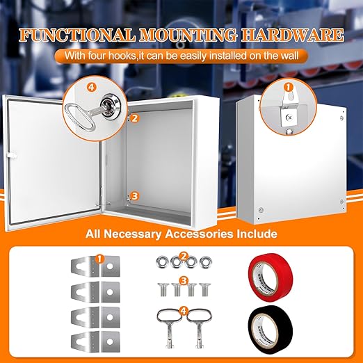 Outdoor Electrical Box 24 x 24 x 8'' Nema 4X Enclosure Waterproof Junction Box Electrical Enclosure Lockable Weatherproof Enclosure Box