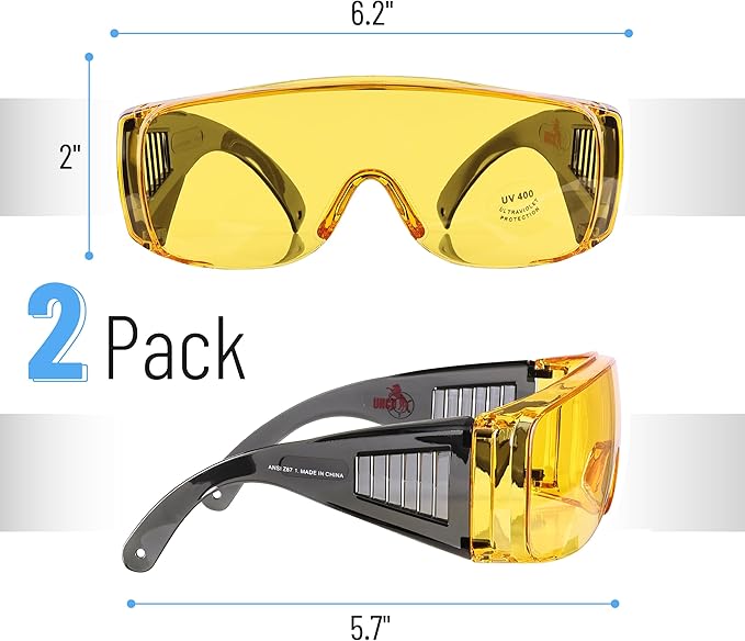 UNCO- Safety Goggles Over Glasses, Protective Goggles, Anti Fog, Work, Safety Glasses Over