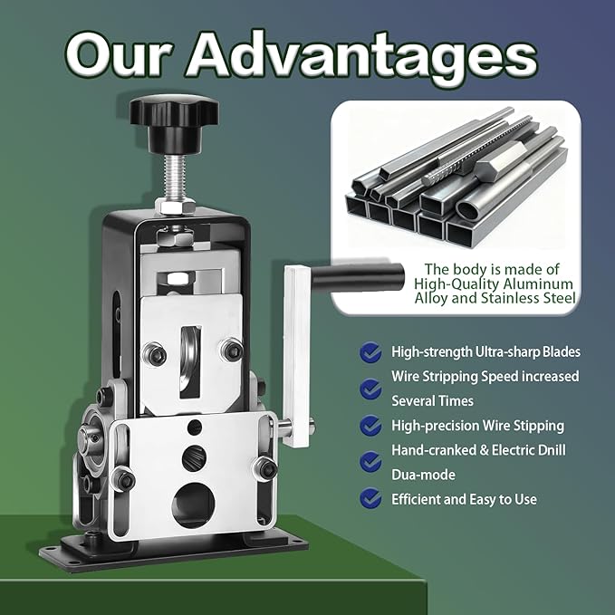 Manual Wire Stripping Machine Gauge Wire 0.06-1 inches,Scrapping Copper Wire Peeler Machine,Drill Powered Hand Crank Wire Stripper Tool for Scrap Copper Recycling