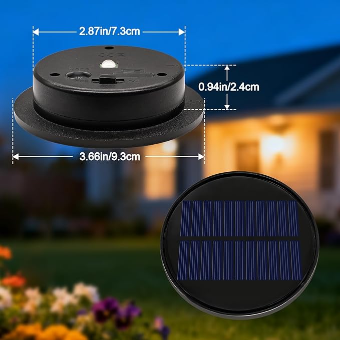 2 Pack Solar Lights Replacement Top Parts, 8 Colors Lantern Lid (Top 3.74 inch, Bottom 2.83 inch) 10 Lumens Lantern Lids Replacement Light for Hanging Solar Lanterns Outdoor Decorations Garden Patio