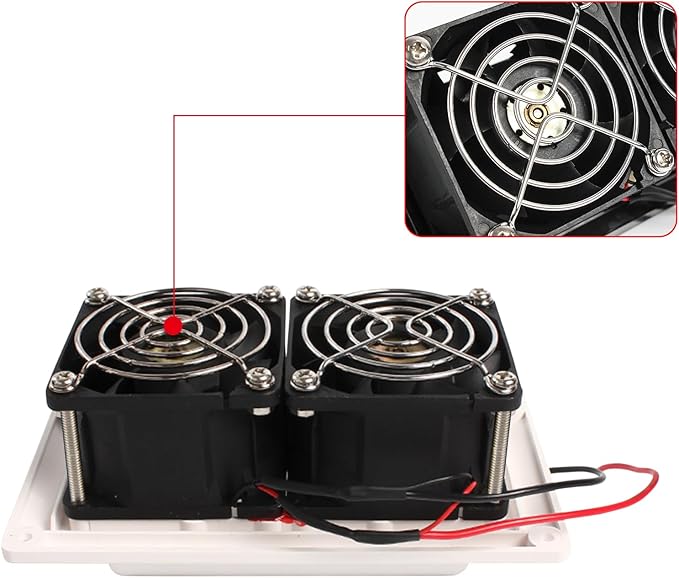 Flylin 12V RV Side Vent Fan, Air Vent Ventilation Fan with Mounting Screws Plastic Exhaust Fan for RV Motorhome Caravan Camper Boat Marine Yacht (White)