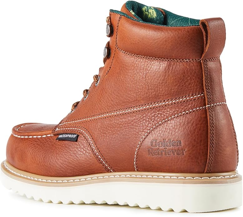 Golden Retriever Work Boots for men Waterproof Comfortable 6" Full Grain Tumbled Leather Welt Slip and Oil-Resistant STEEL/SOFT Toe Construction Boots G6192D_G6158ST_G6282D_G6258ST