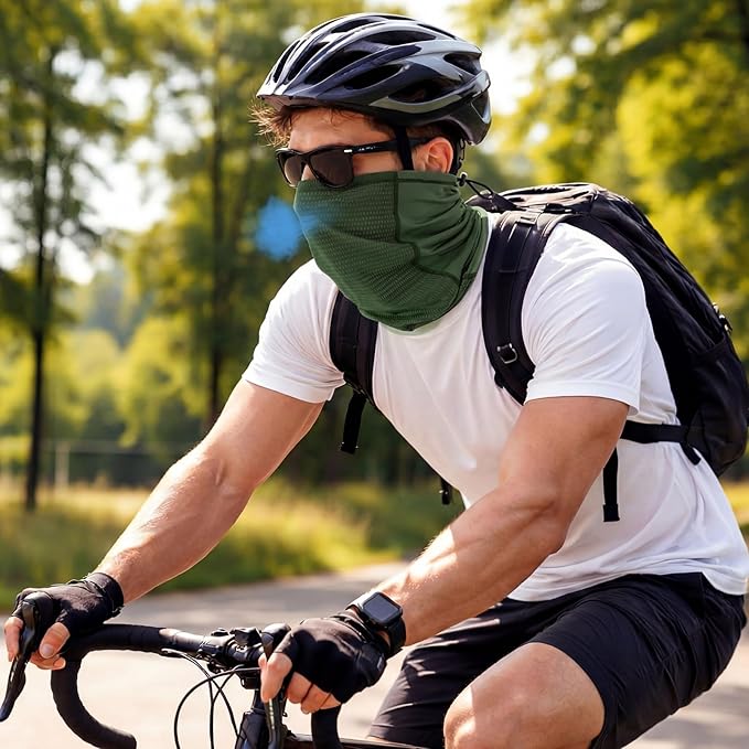 Geyoga Adjustable Cooling Neck Gaiter Breathable Summer Face Mask with Mesh Holes Strap UV Protection Neck Cover for Men