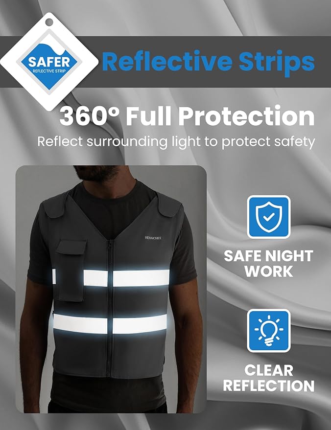 HENNCHEE Cooling Safety Vest for Men & Women, 12PCS Ice Packs, Body Cool Clothing for Hot Weather Outside Workers