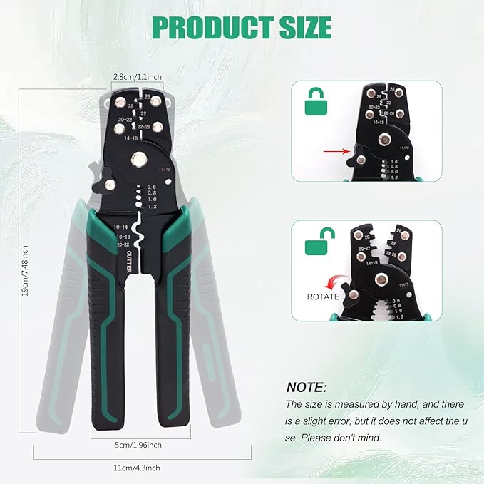 Twidec/Wire Crimper Tool With Stripper Cutter,Multifunctional Crimping Pliers Terminal Pliers For Insulated Electrical Connectors(22-10 AWG) N-060
