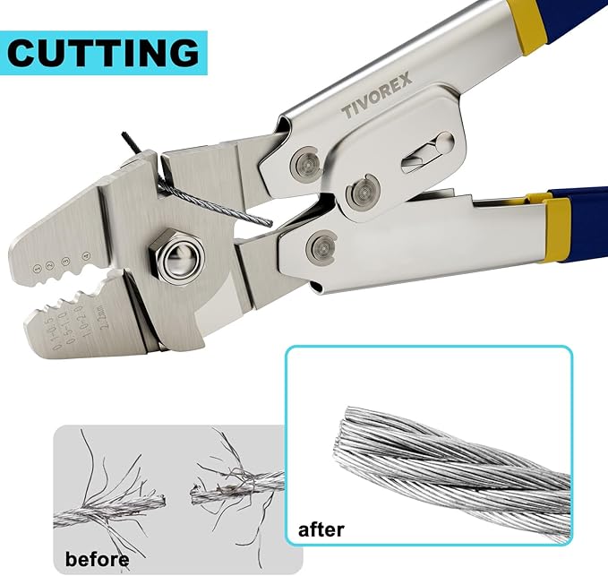 Wire Rope Crimping Tool Kit, 100ft 1/16" Stainless Steel Wire Rope Cable with 160PCS Aluminum Crimping Loop Sleeve, 10PCS Thimble for Railing, Decking, Picture Hanging