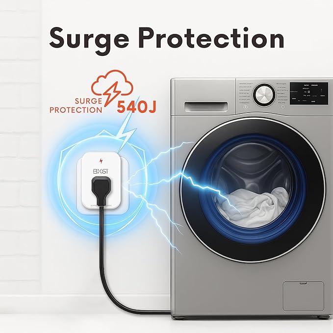 BXST Single Outlet Surge Protector for Refrigerator Small Wall Tap Surge Protector Single Plug 120V Mini Socket Lightning Protection for PC, TV, Phone, PS5 and Home Appliances, 15A, 1800W, 1 Pack