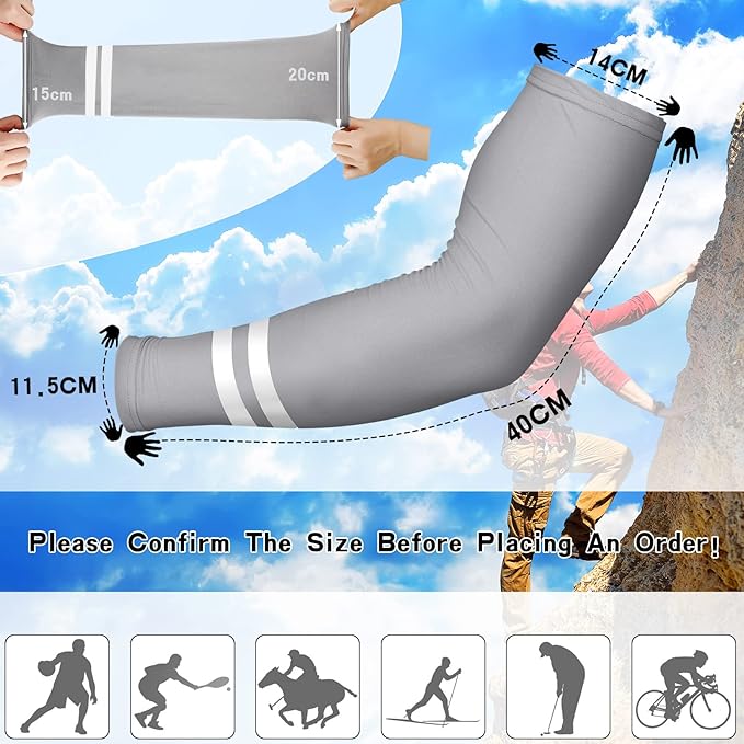 SATINIOR 3 Pcs Sun Hard Hat Neck Protection High Visibility Full Brim Mesh Sun Protection Bandana Headband Arm Sleeves with Reflective Strap for Construction Helmet Hard Hat(Gray)