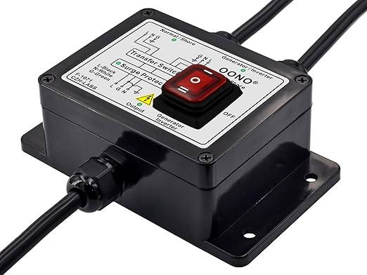 Manual Transfer Switch, AC120V 15Amp, with Surge Protection, for Generator, Inverter, Solar. OONO F-1071