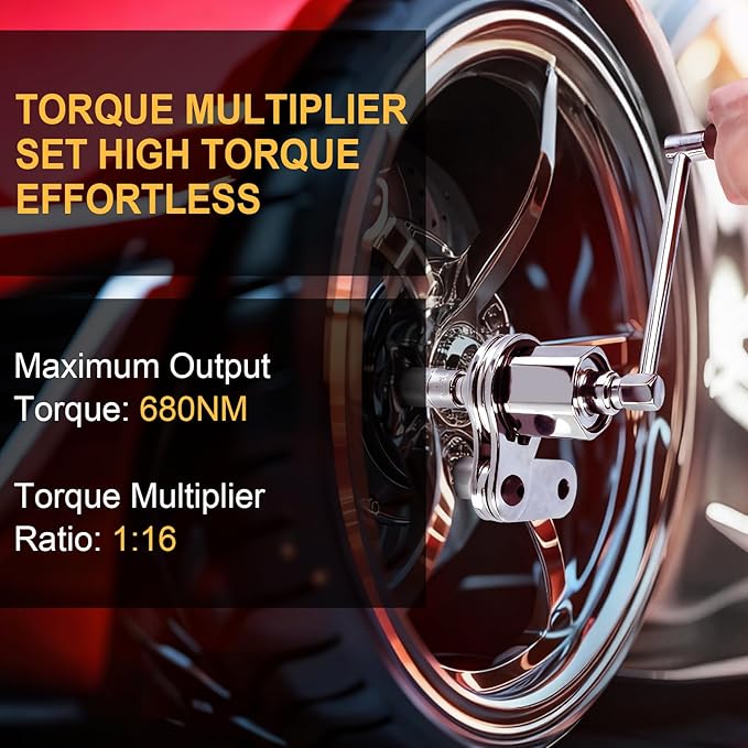Torque Multiplier Wrench Set, Heavy Duty Labor Saving Lug Nut Remover, 1/2" Drive Square, 1:16 Gear Ratio Hand Lug Nut Wrench Kit for Automotive Tire Nuts Removal (Max 680NM)