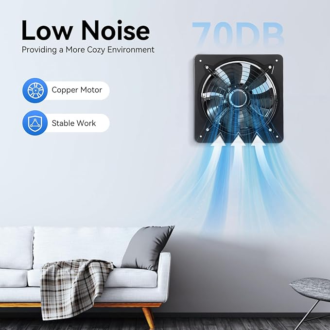 12'' Explosion Proof Exhaust Fan, 110V 125W Industrial Axial Flow Fan Utility Blower Ventilator Extractor Factory Extraction Ventilation for Kitchen, Warehouse, Workshop, 2800RPM