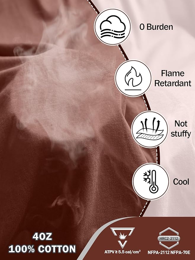 FR Shirts for Men 4oz Lightweight Fire Resistant Shirts for Men Long Sleeve Welding Shirt CAT1
