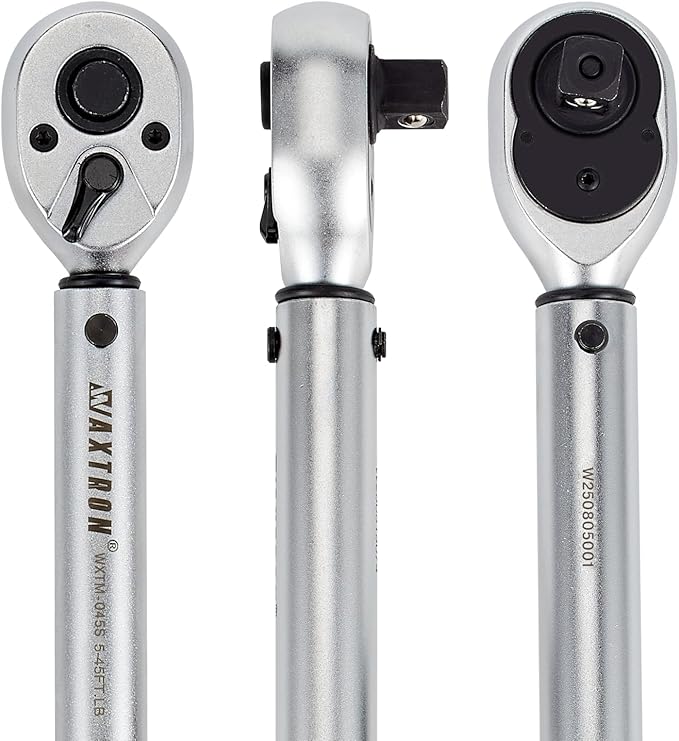 3/8" Foot Pound Torque Wrench, 5-45 Ft-Lb & 6.8-61 Nm Range, Dual-Direction 72-Tooth Click Wrench, Automotive Motorcycle & Bike Precision Maintenance, Heavy-Duty Storage Case Included