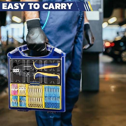 haisstronica 330PCS Marine Grade Heat Shrink Butt Connectors Set, 22-10 AWG (3Colors/3Sizes), with 9" Heat Shrink Crimping Tools and Organizer