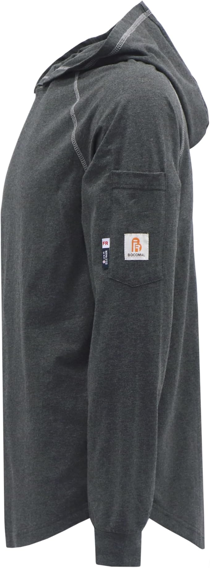BOCOMAL FR Hooded T Shirts Heather Series 6oz Flame Resistant NFPA2112 CAT2 Fire Retardant Hoodies Work Shirt