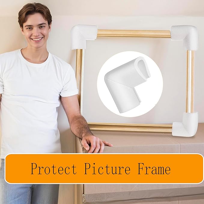 Havihaki 12Pcs Foam Corner Protectors For Moving TV, Picture Frame, Mirror, Frame Edge Protection Corners for Artworks Shipping, Packing Material