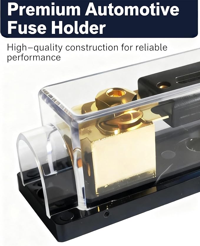 0/2/4 Gauge AWG Inline ANL Fuse Holder Dual Kit with Extra Pack of 2 Fuse (200A-Black Base)