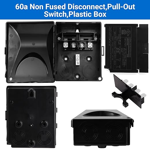 Wells 60 Amp AC Disconnect Box Outdoor Plastic, 120/240VAC Non-Fuse Pull Out Switch, Lightweight Waterproof Rust-Free Non-Conductive Housing for Home & Light Commercial Air Conditioning Units