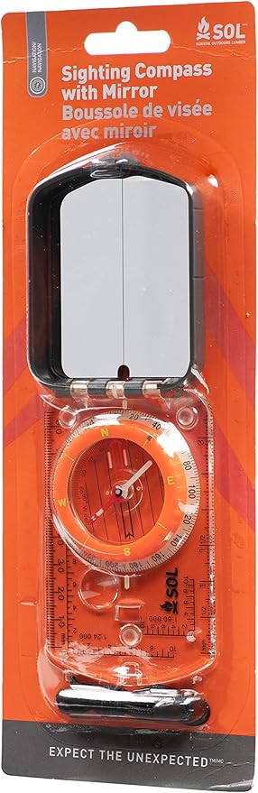 S.O.L. Survive Outdoors Longer Sighting Compass with Signaling Mirror