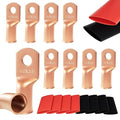 10pcs 2/0 Awg(00 Guage) - 3/8" (M10) Sanuke Wire Lugs Ring Terminal Connectors Ends, Heavy Duty Wire Connectors, Battery Cable Lug Wire Electrical Eyelets with 3:1 Dual Wall Adhesive Heat Shrink