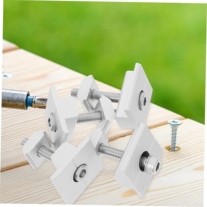 ibasenice Solar Panel Mid Clamp Kit 4pcs Aluminum Alloy Pressing Blocks for Solar Panel Stands