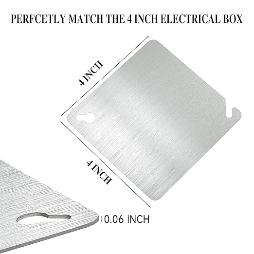 4x4 Metal Electrical Box Cover Plates, 4 Pcs Electric Junction Box Cover Plate, Square Flat Blank Electric Box Panel Cover,4 Inch Galvanized Steel Metal Corrosive Resistant Covers For Electrical Boxes