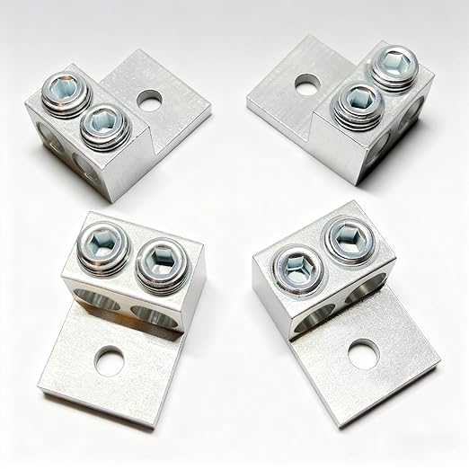 4 Pieces Dual Aluminum Ground Lug - Dual Rated Double Wire Barrel Aluminum Mechanical Lug (2/0) for Electrical Panels Solar Systems Circuit Breakers