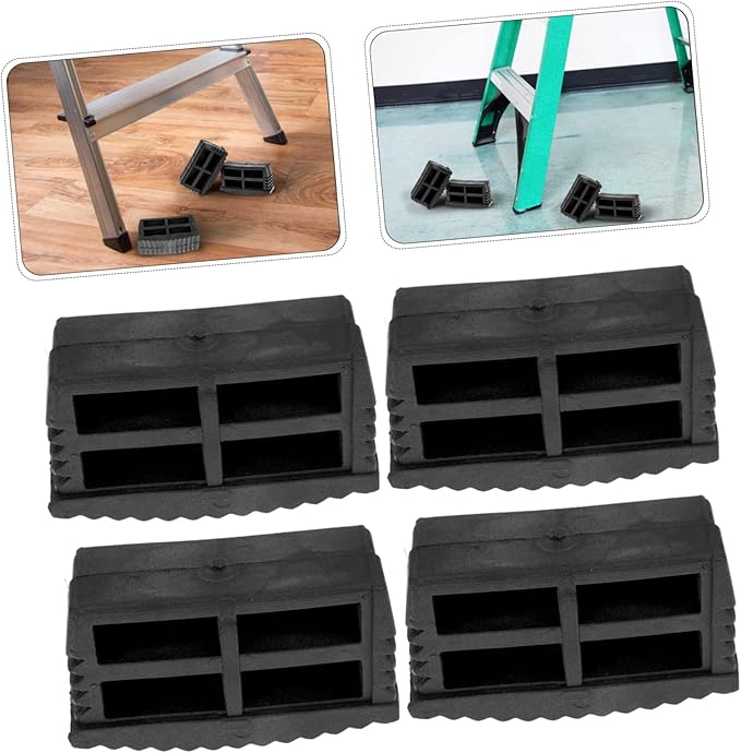 STOBOK 4pcs Non-Slip Rubber Ladder Feet Covers Sturdy Anti-Slip Mats for Extension Ladders Safety Accessories for Home and Construction