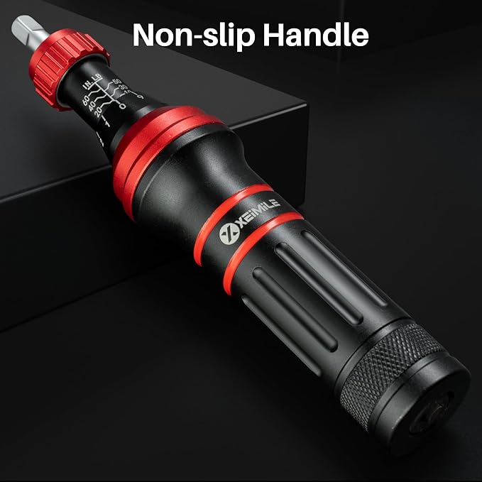 Torque Screwdriver 10-60 In.Lb, Inch Pound Torque Screwdriver Set with 1/4" Bit Holder, Flat, Hex, Torx and Philips Bits,Suitable for DIY Bicycle Maintenance, Pecision Tool, Mechanical