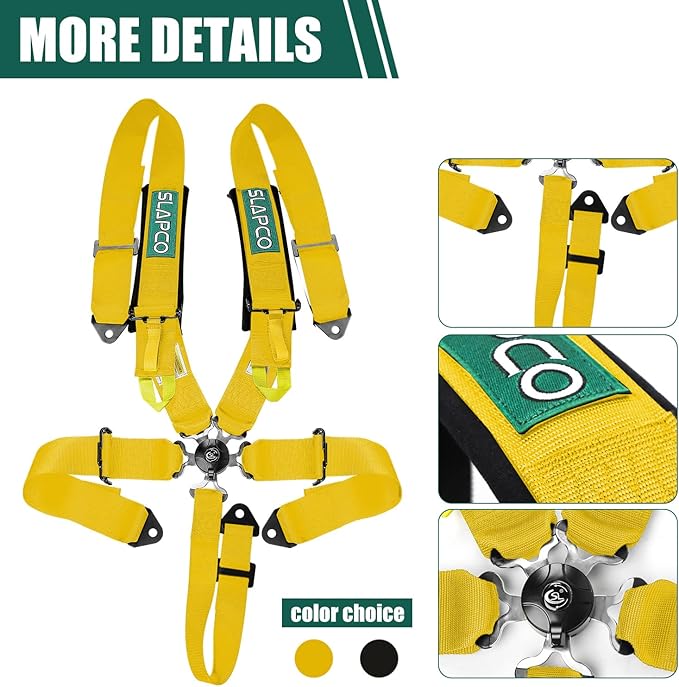 BESTZHEYU 5-Point Racing Harness Set SFI with Ultra Comfort Heavy Duty Shoulder Pads