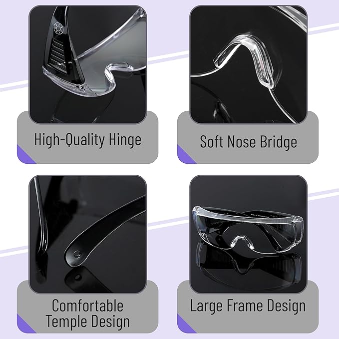UNCO- Safety Goggles Over Glasses, Protective Goggles, Anti Fog, Work, Safety Glasses Over