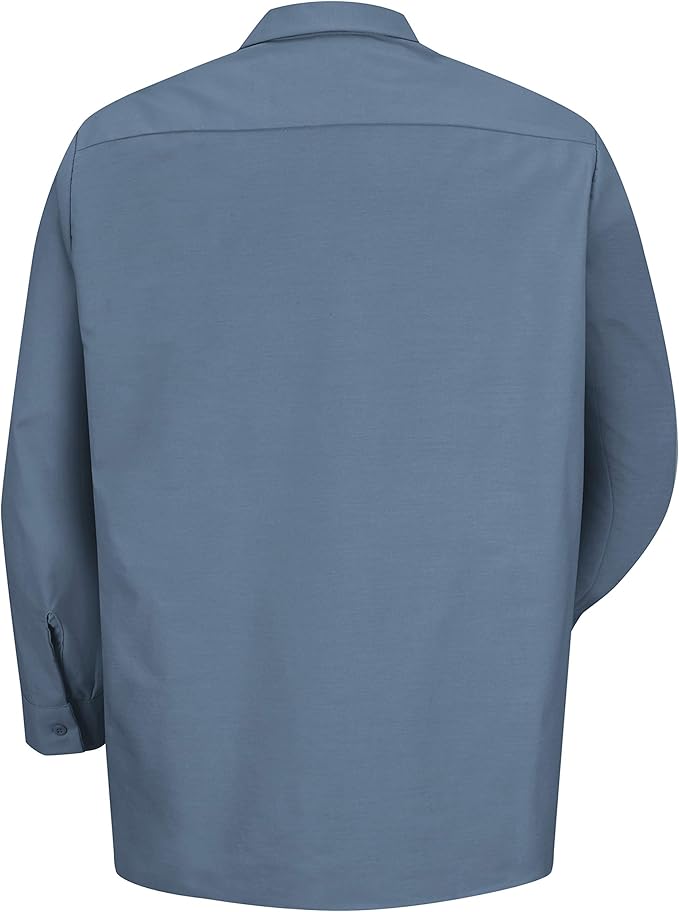 Red Kap Men's Long Sleeve Industrial Work Shirt | Moisture Wicking Button Up, Wrinkle Resistance Fights Fading & Stains