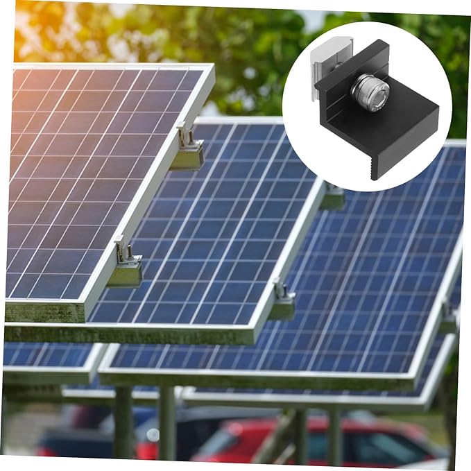4pcs Aluminum Photovoltaic Bracket Pressing Block Solar Panel Mounting End Clamp Black Solar Bracket for Panel Support