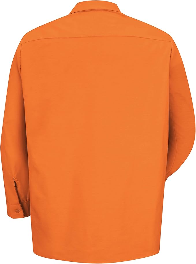 Red Kap Men's Long Sleeve Industrial Work Shirt | Moisture Wicking Button Up, Wrinkle Resistance Fights Fading & Stains