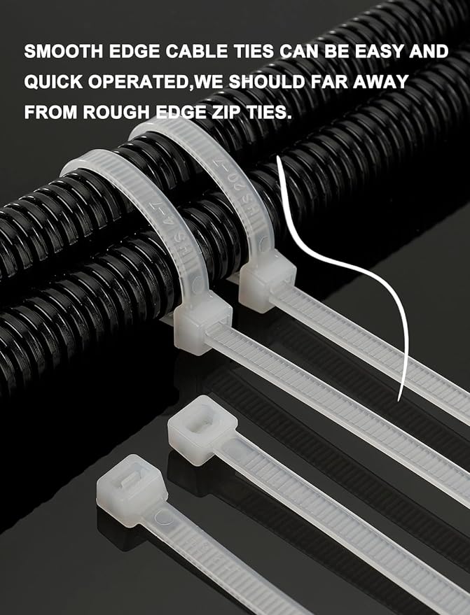 HS Clear Zip Ties 6 Inch Small (100 Pcs) 18 LBS Self Locking Zip Ties White Nylon Ties Thin,Strong and Durable