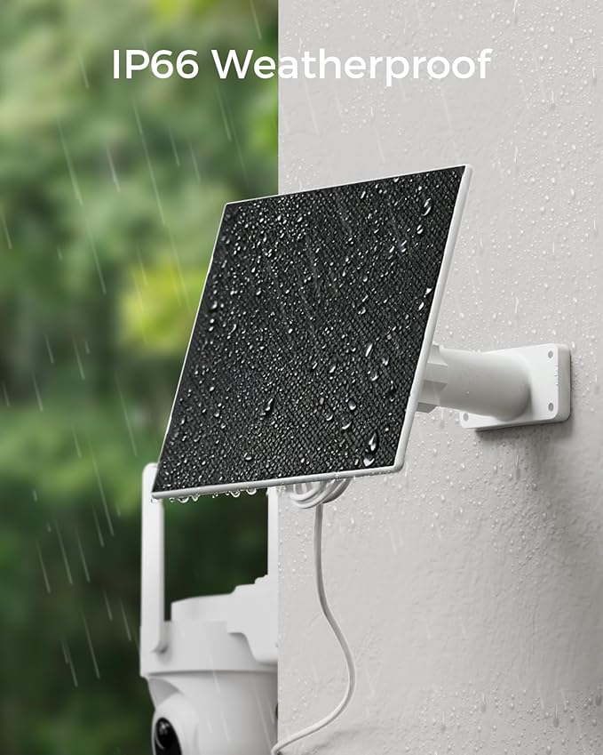 MUBILIFE 5W Solar Panel for Security Camera Wireless Outdoor, with Micro USB & Type-C Port, Continuous high-Efficiency Solar Power, IP66 Weatherproof, 360° Adjustable Bracket, 10ft Cable