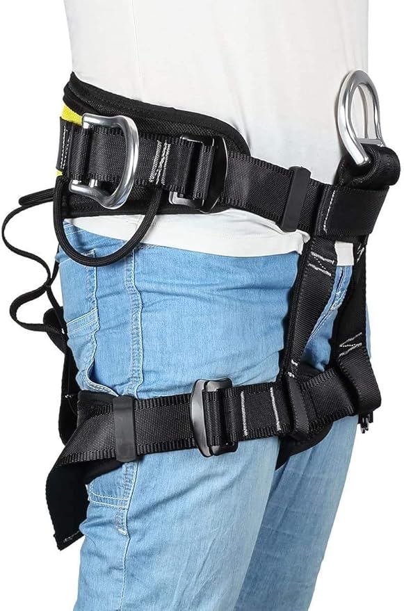 Climbing belts, Thicken Professional Safety Belt with Magnesium Alloy Connection Ring, Outdoor Momentum Belt for Rock Climbing, Fire Rescue, Rappelling