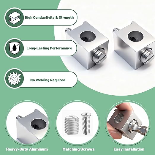 Neutral Lug Kit Circuit Breaker Ground Lugs Aluminum Grounding Lugs Fits #4-2/0 AWG Wire, Electrical Wiring Connection Kit - Easy Install for Load Centers & Breaker Boxes (4)