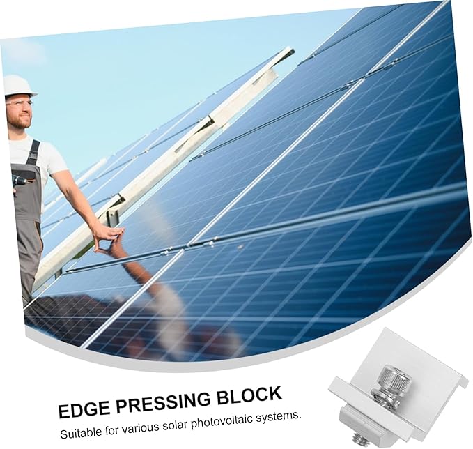 Milisten 12pcs Solar Panel Rack Clips Outdoor Fixed Buckle Bracket for Solar Panels Easy Installation Aluminum Alloy Mid End Clamp Components for Systems