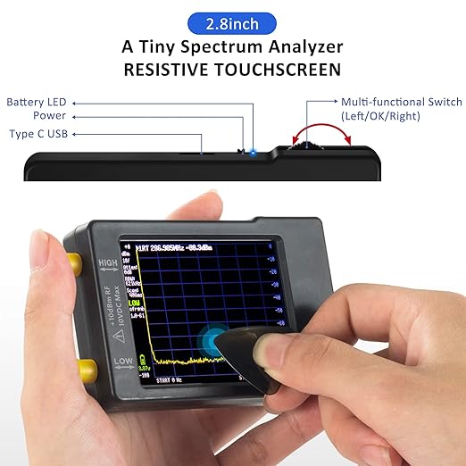 AURSINC Portable TinySA Spectrum Analyzer Hand Held Frequency Analyzer with Handheld Antenna Cable - RF Coax SMA Male to UHF Female SO-239 Cable 2-Pack
