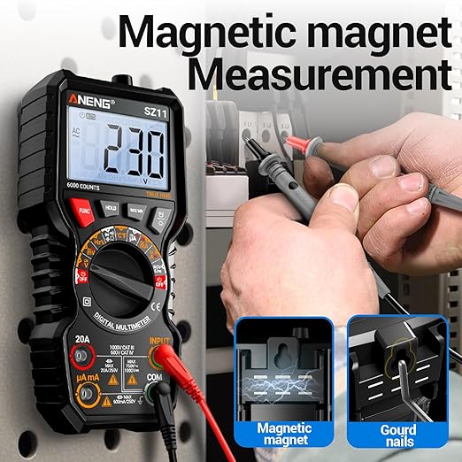 ANENG Multimeter,TRMS 6000 Counts Magnetic Digital Tester with High Resolution Auto Ranging MAX/MIN Voltmeter Measures AC/DC Voltage,Current,Resistance,Capacitance, NCV,Data Hold Amp for Automotive