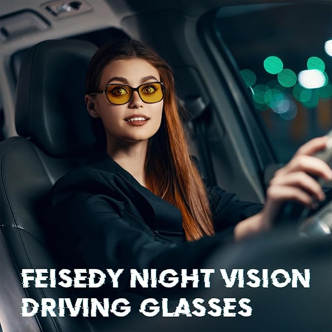 FEISEDY Classic Womens Night Glasses Driving Anti Glare Wrap Around Yellow Sunglasses B2548
