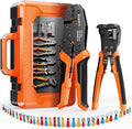 Preciva Crimping Tool for Insulated Terminals Wire Connectors, AWG20-10 Ratchet Crimper with Automatic Wire Stripper and 380 Pcs Insulated Terminals Connectors