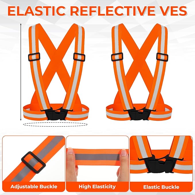 20 Pcs Reflective Vest Running Gear, High Visible Multicolor Adjustable Reflective Vest Elastic Bright Neon Lightweight Safety Straps for Men Women Night Walking Running Cycling Jogging